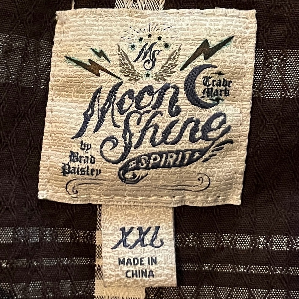 Moon Shine Spirit by Brad Paisley Mens Dark Brown/White Plaid Shirt Size XXL - Picture 9 of 11